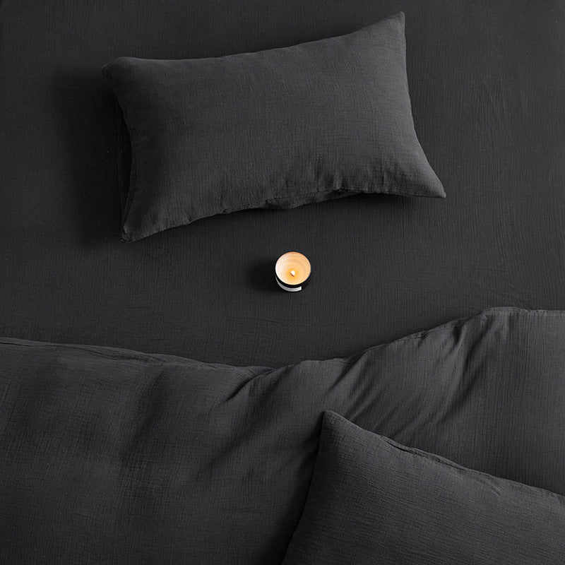 Atmungsaktives Baumwoll‑Musselin Bettwäsche‑Set mit natürlicher Crinkle‑Struktur