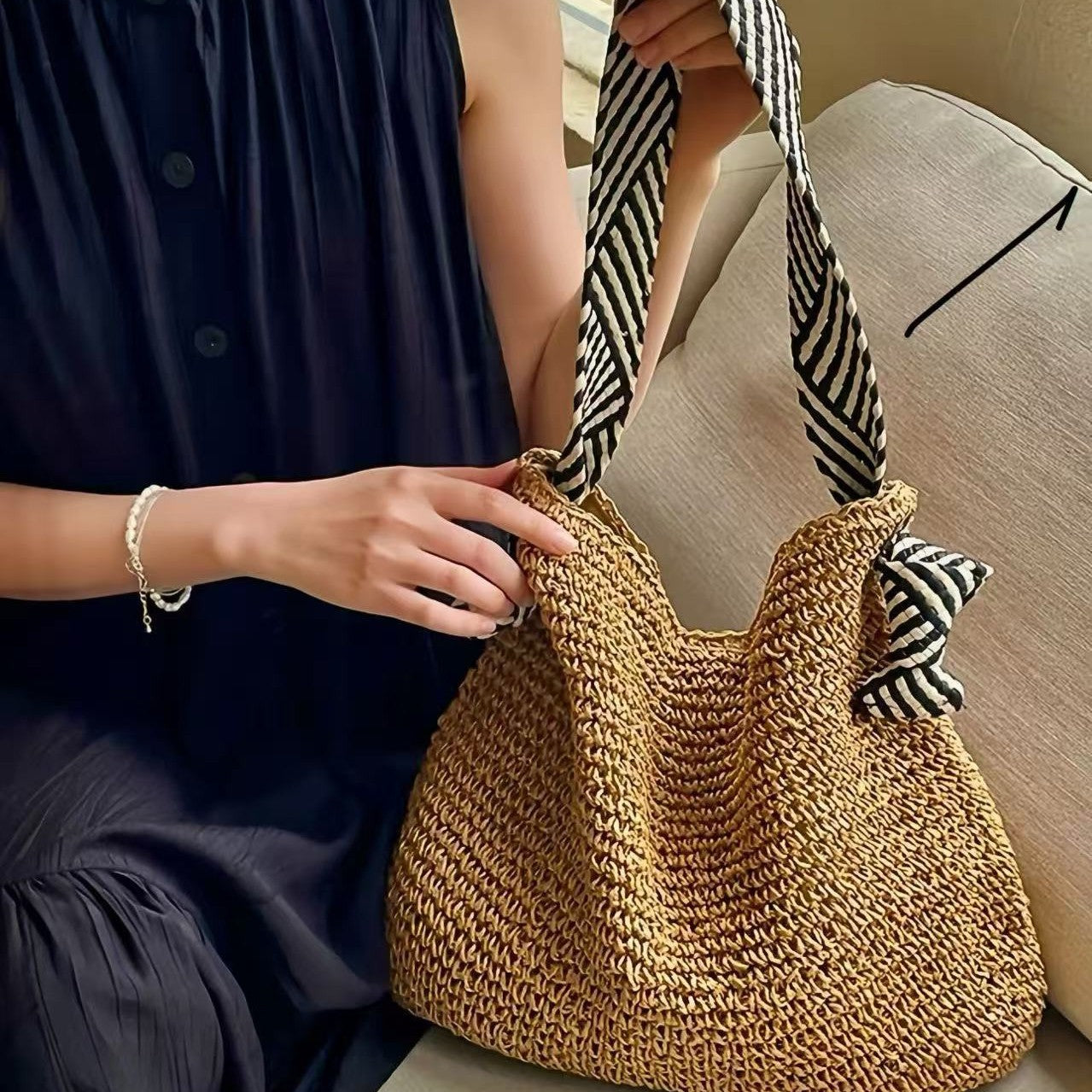 Handtasche mit Gestreiften Trägern Brehn