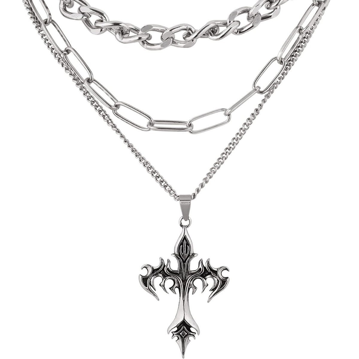 Schichtenkette Kreuz Anhänger Necklace Brehn