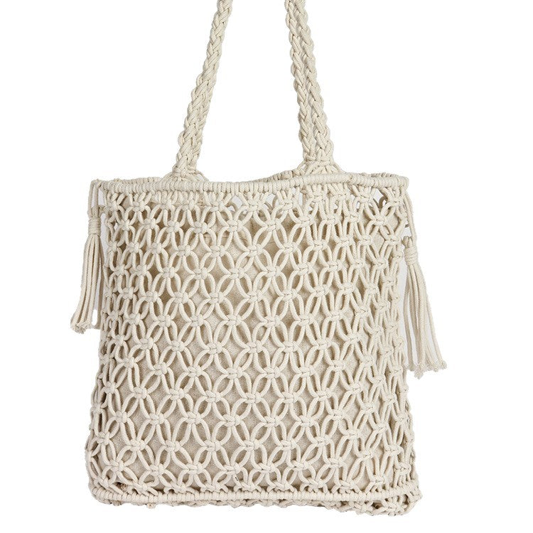 Damen Makramee Strandtasche mit eleganten Fransen Brehn