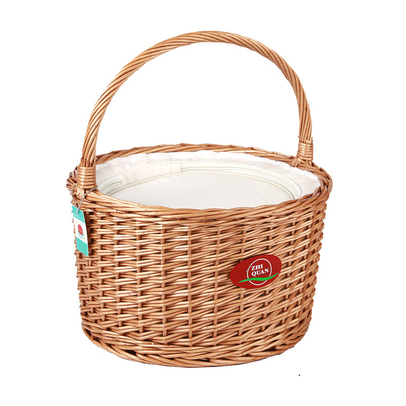 Damen Picknickkorb aus hochwertigem Naturmaterial mit robustem Holzdeckel Brehn