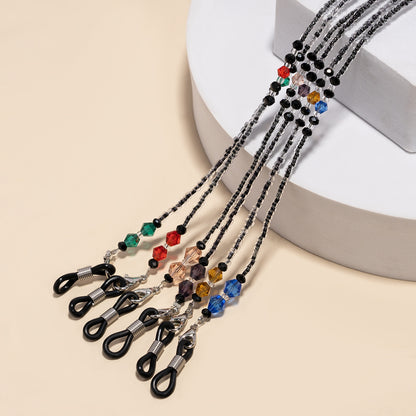 Elegante lila Perlen Brille Kette Brehn