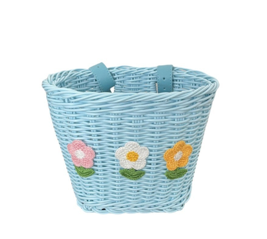 Blumengestickter geflochtener Aufbewahrungskorb Brehn