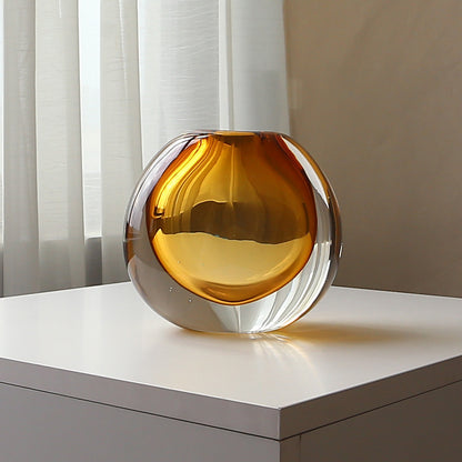 Handgefertigte solide Glas-Bud-Vase mit skulpturalem Hohlkern Brehn