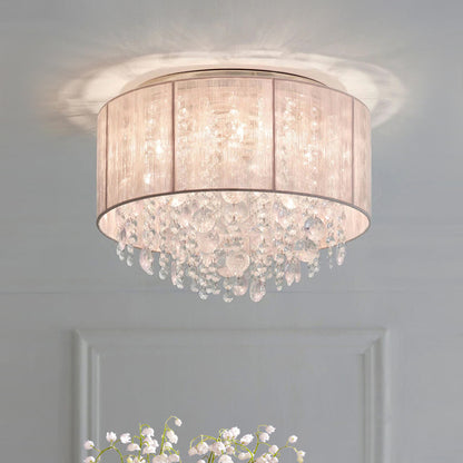 Elegante Kristall Trommel Deckenleuchte