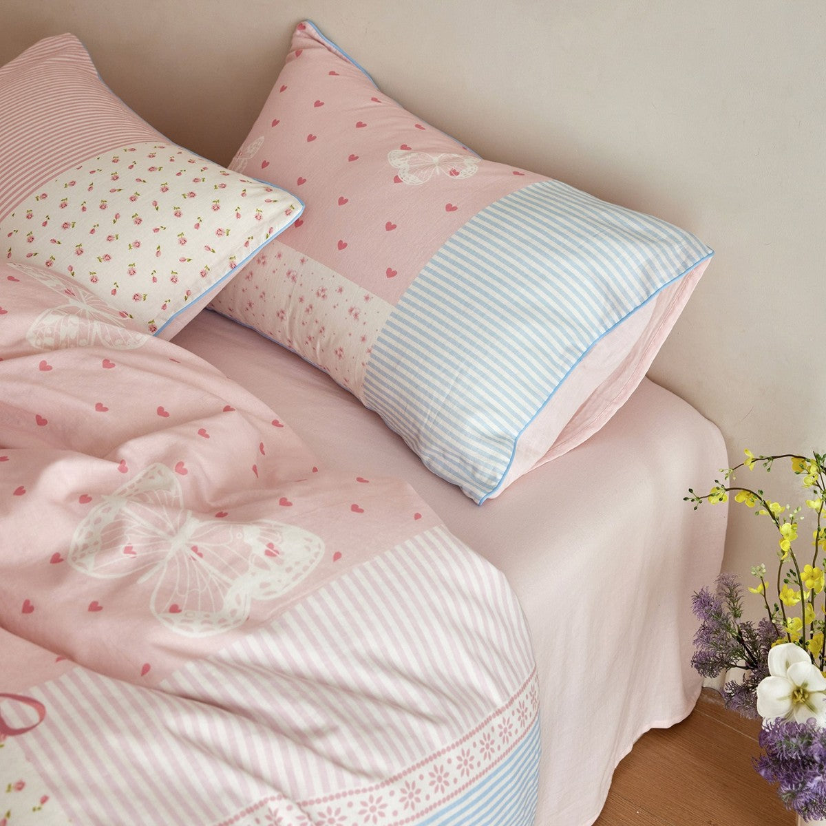 Patchwork-Baumwoll-Bettwäschegarnitur im Vintage-Patchwork-Design
