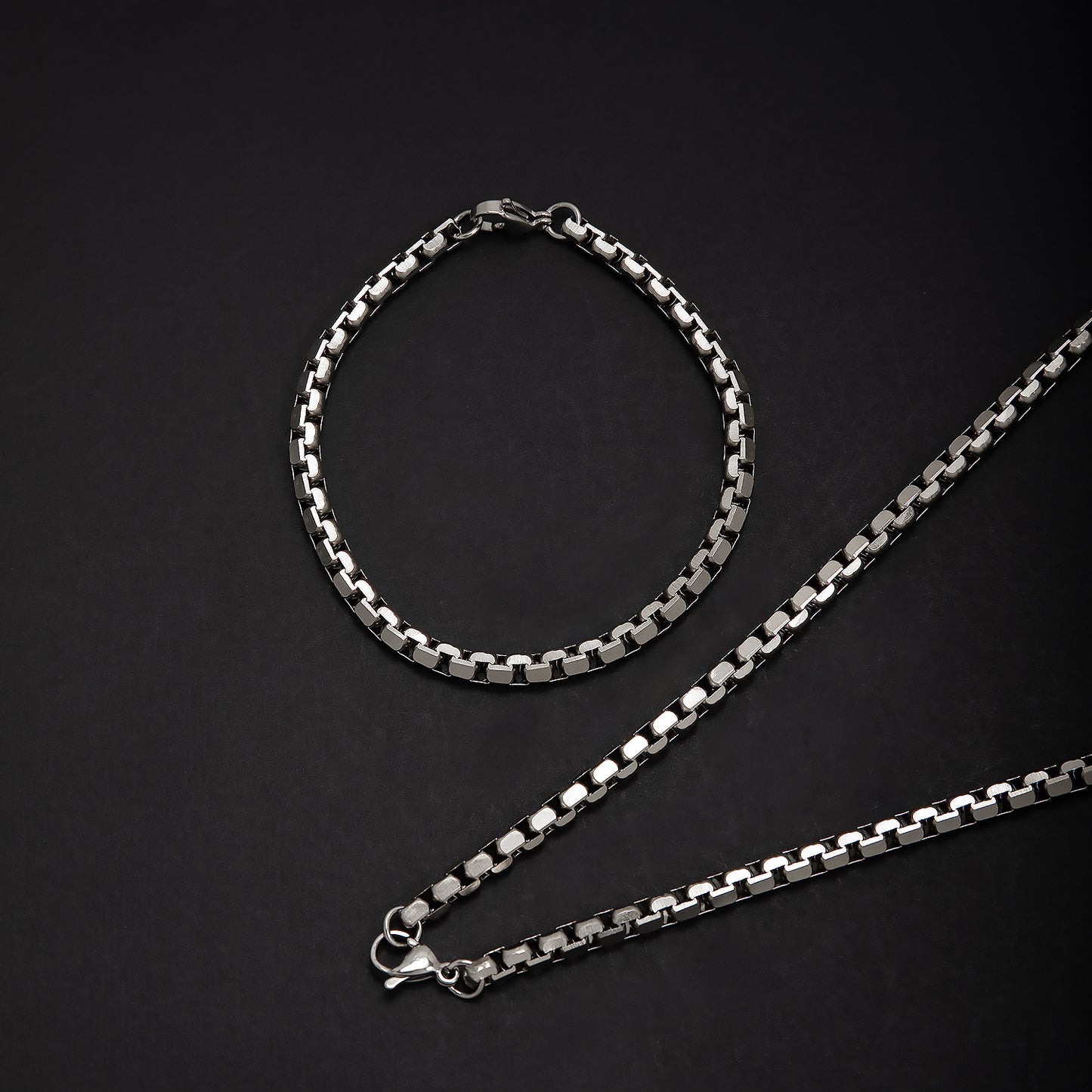 Edelstahl Ketten-Halskette und Armband Set Brehn