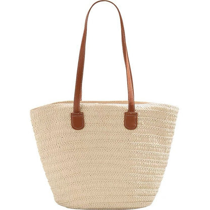 Elegante und Geräumige Strohtasche mit Ledergriffen Brehn