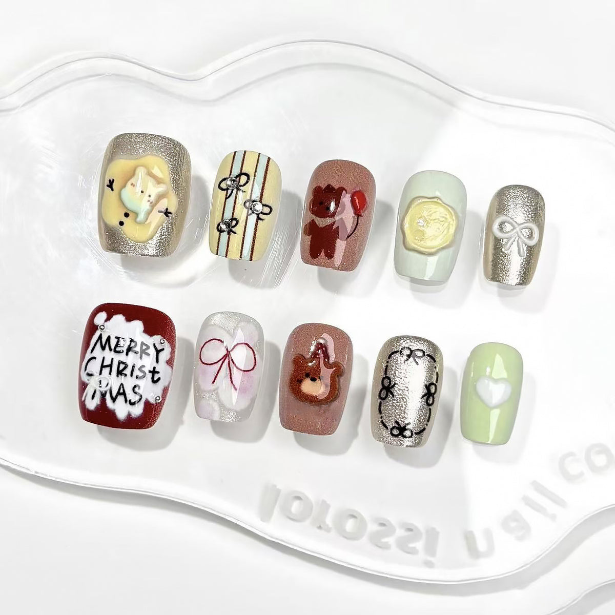 Festliches Thema Press-On Nagelkunst Set Brehn