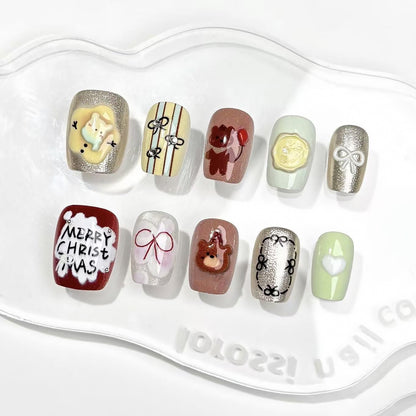 Festliches Thema Press-On Nagelkunst Set Brehn