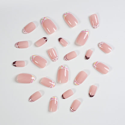 Trendige French Tip Press-On Nägel