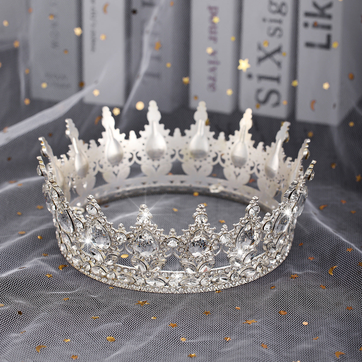 Damen Luxuriöse festliche Krone mit strahlenden Schmucksteinen Brehn