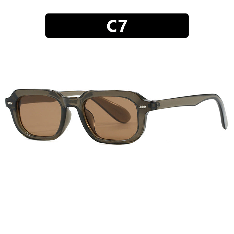 Damen quadratische Sonnenbrille mit hochglänzendem transparentem Rahmen und polarisierenden Gläsern Brehn