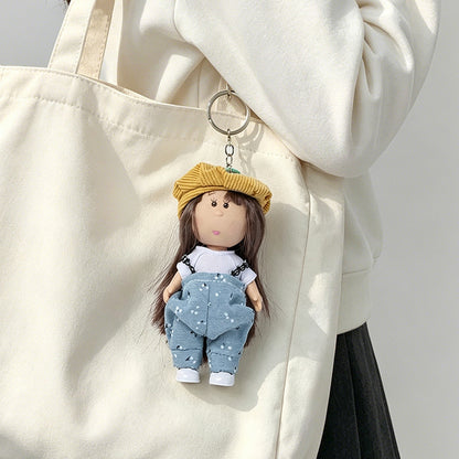 Hooded Doll Bag Charm Schlüsselanhänger mit Denim-Outfit & Schlaufe Brehn
