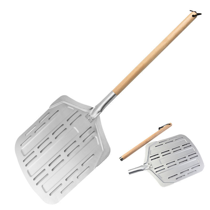 perforierte Aluminium-Pizza-Schaufel mit abnehmbarem Holzgriff Brehn