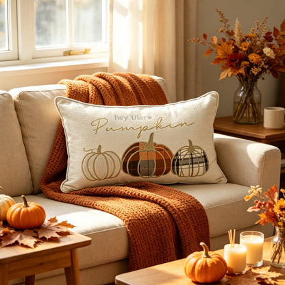Besticktes Herbst-Pumpkin-Dekokissen