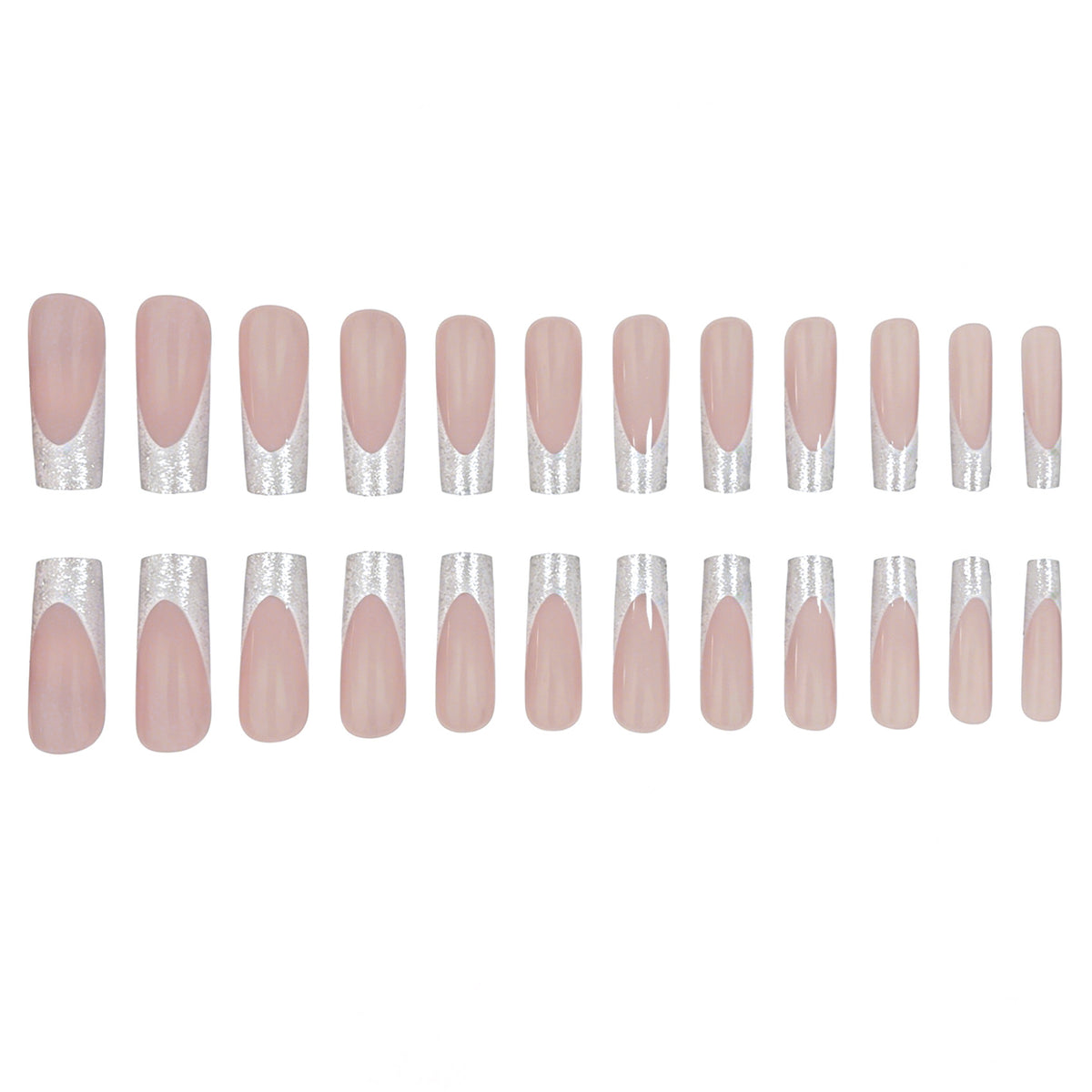 Stylische Glitzernde French Tip Acryl Nägel Brehn