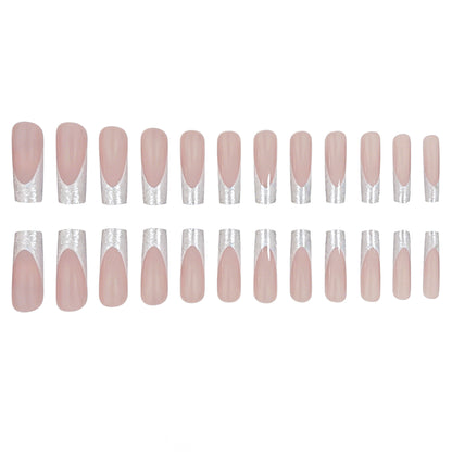 Stylische Glitzernde French Tip Acryl Nägel Brehn