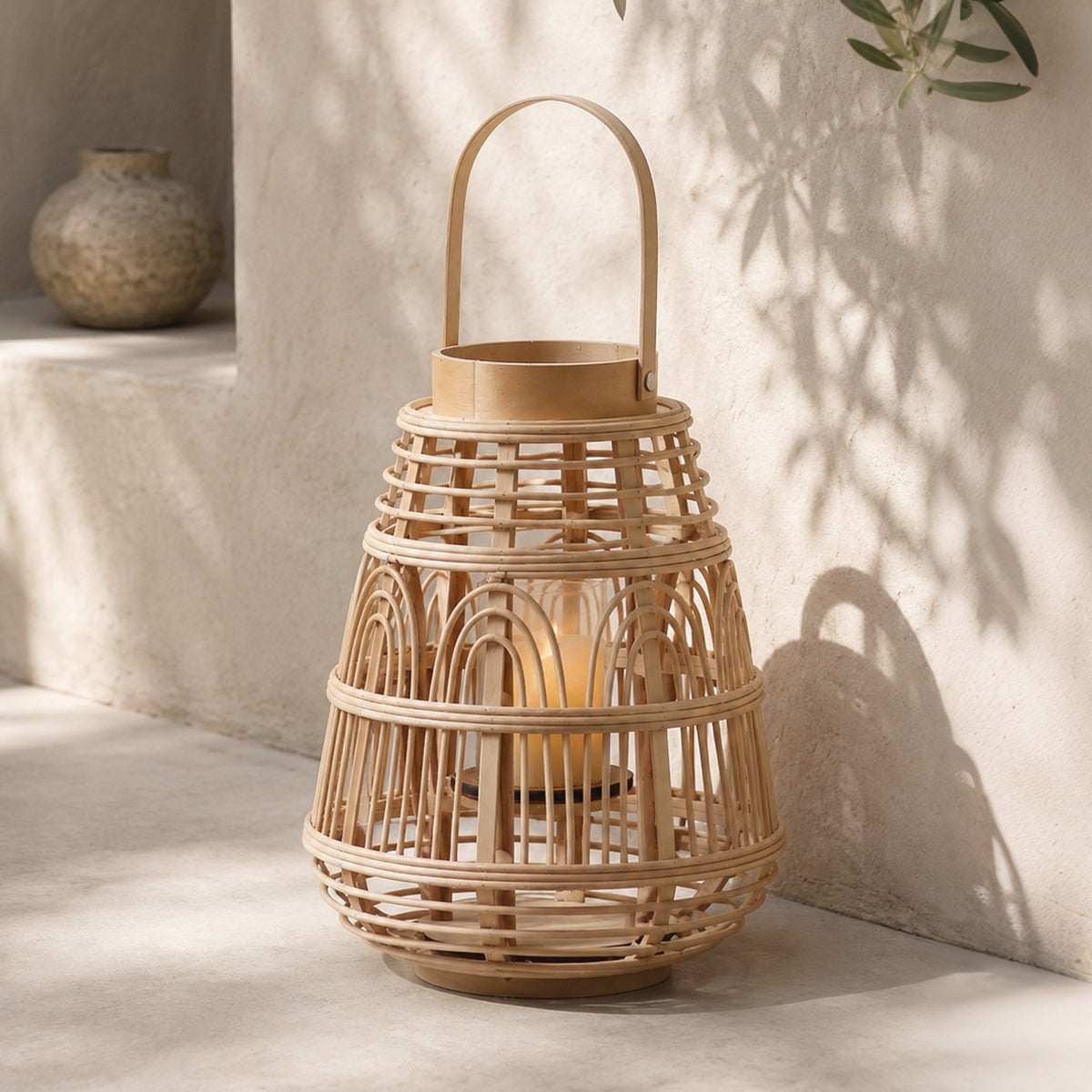 Rustikale Rattan-Laterne Brehn