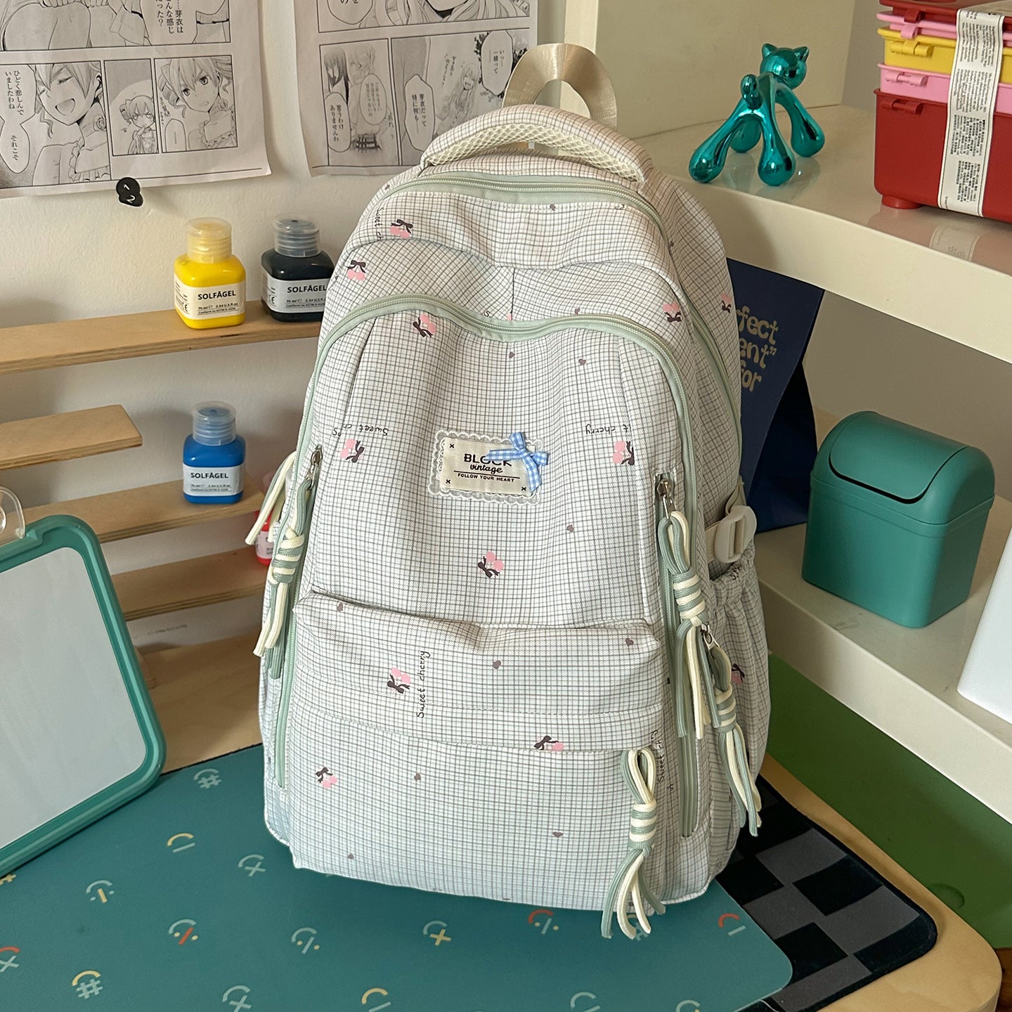 Blumenmuster Multi-Taschen Schulranzen