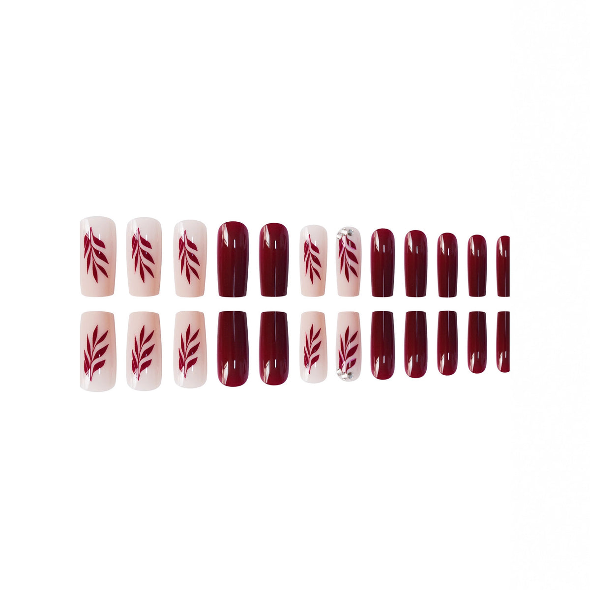 Elegante Blatt-Design Acryl-Nagelkunst Brehn