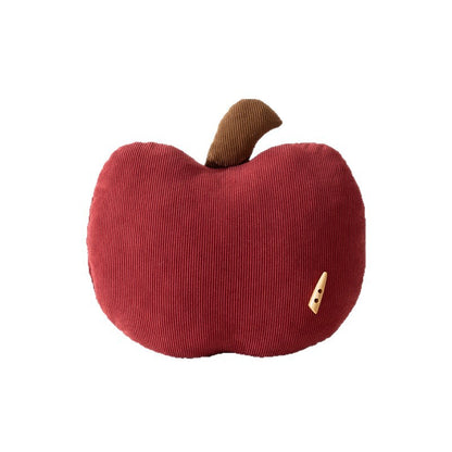 Dekoratives Apfel-Kuschelkissen aus Plüsch und Cord mit Stiel Brehn