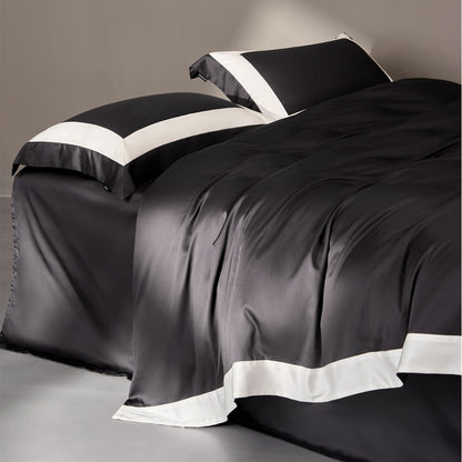 Luxuriös Satin Bettbezug Set mit kontrastierendem Saum und seidenähnlichem Finish