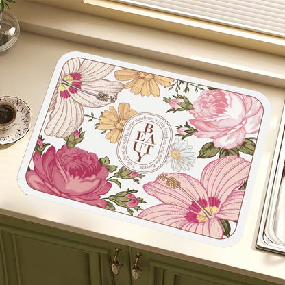 Vintage Floral Design Küchenmatte