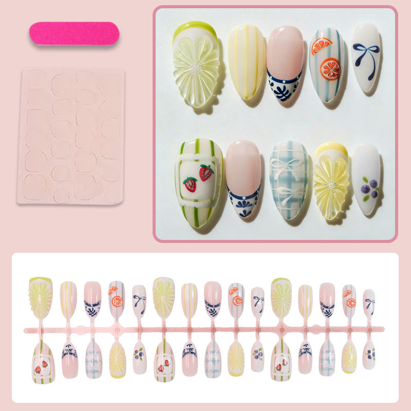 Kunstnagelset mit bunten Obst- und Blumenmotiven Brehn