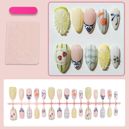 Kunstnagelset mit bunten Obst- und Blumenmotiven Brehn