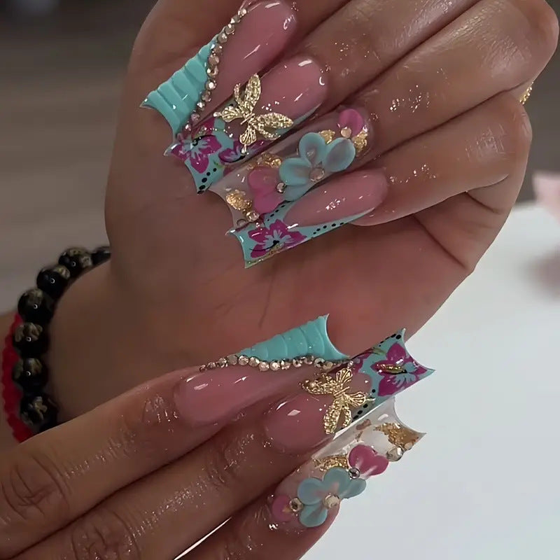 3D Blumendekorative Druck-Nagelkunst Brehn