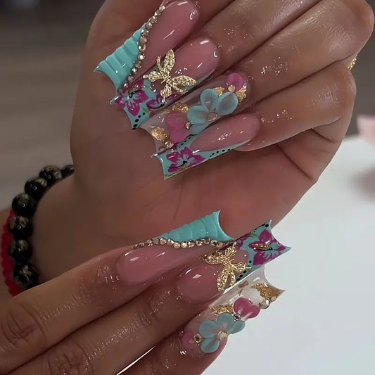 3D Blumendekorative Druck-Nagelkunst Brehn