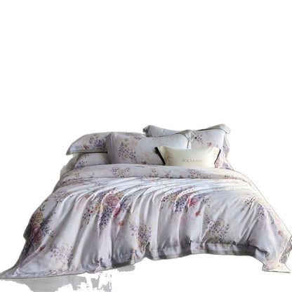 Florales Satin-Effekt Baumwollsatin Bettbezugset mit dekorativen Kissenbezügen