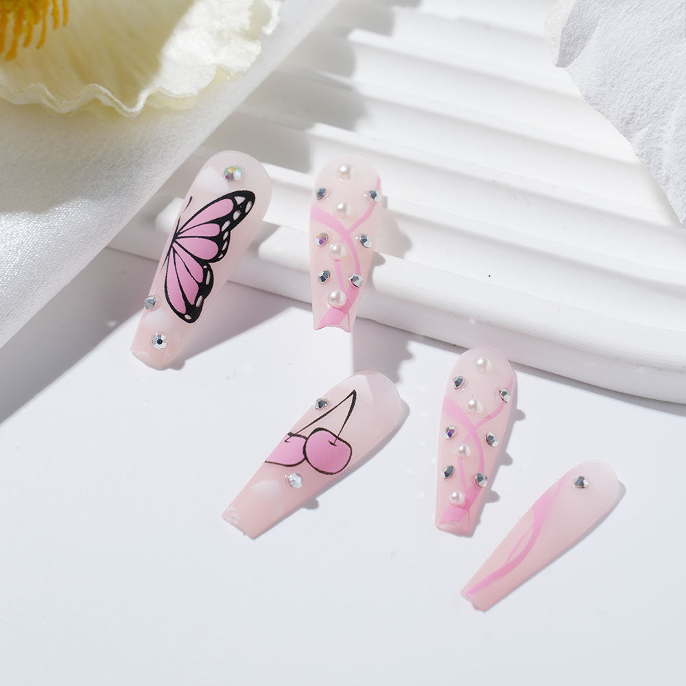 Künstlerisches Schmetterling Press-On Nail Set Brehn