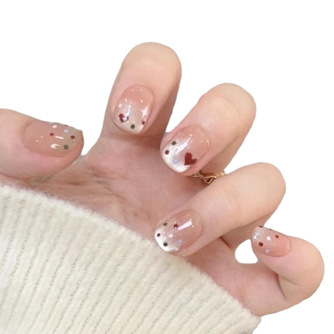 Künstlerisches Herz-Design Press-On Nagel Set Brehn