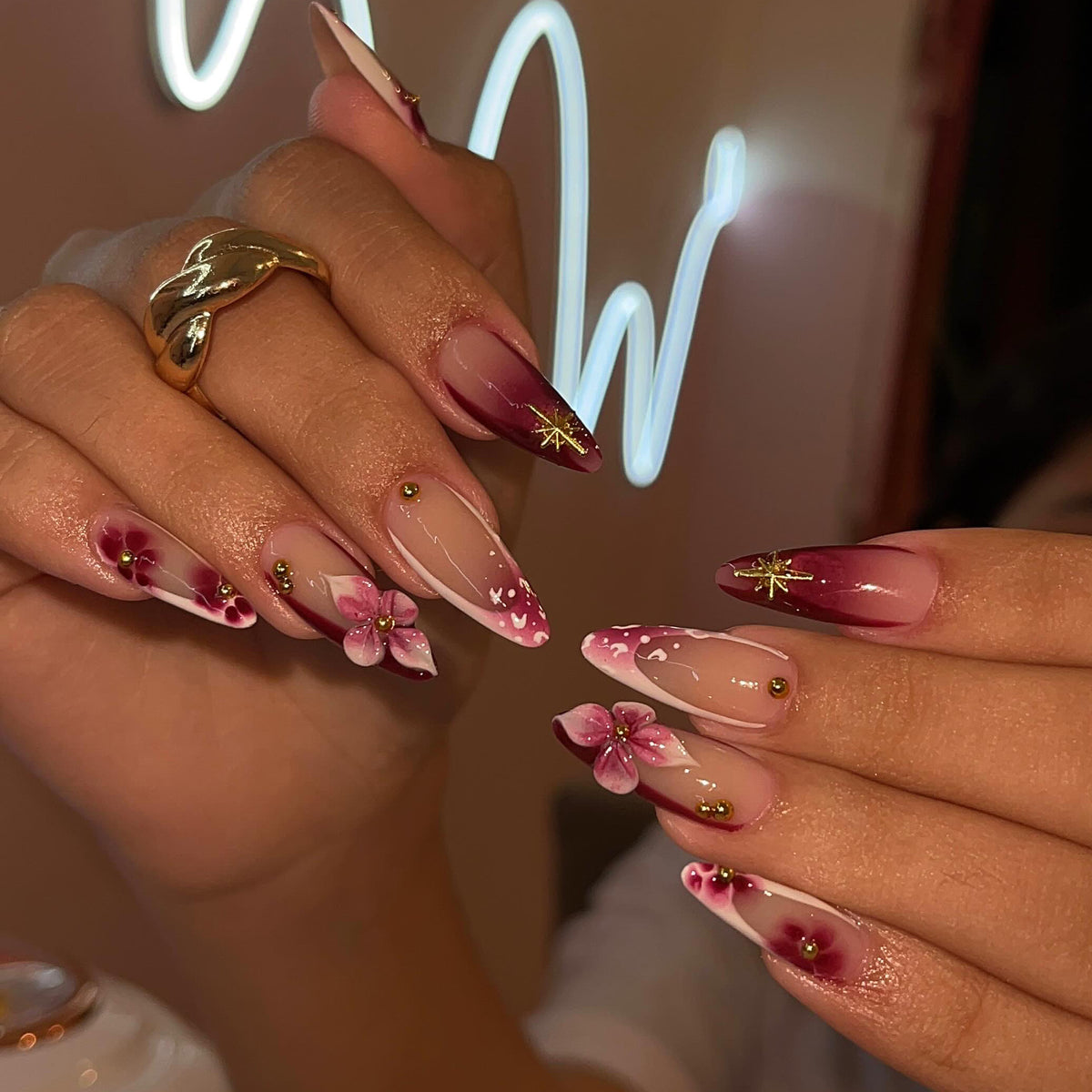 Künstlerische florale Acrylnagelverlängerungen Brehn 1789915666