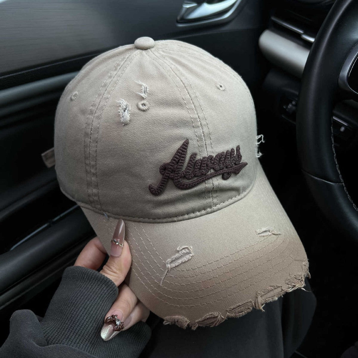 Damen Distressed Graphic Baseball Cap Brehn
