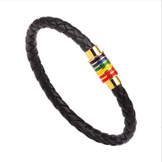Leder Geflochtener Armband mit Bunter Akzent Brehn
