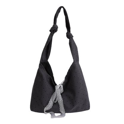 Polka Dot Canvas Hobo Tasche