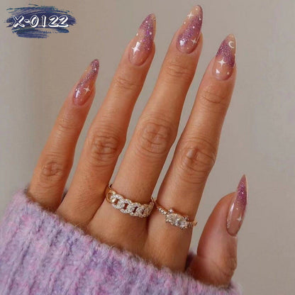 Glitzerndes Sternen Stiletto Nagelkunst Set