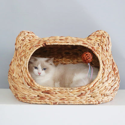 Gemütlicher Katzenkorb mit Ohrendesign Brehn