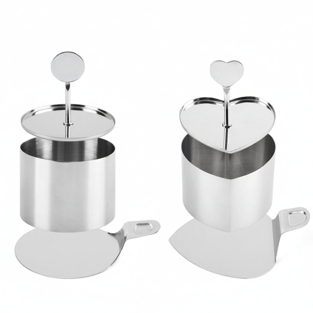Edelstahl-Backring und Dessertsformer Set mit Herzförmigem Stecher und Portionierer Brehn