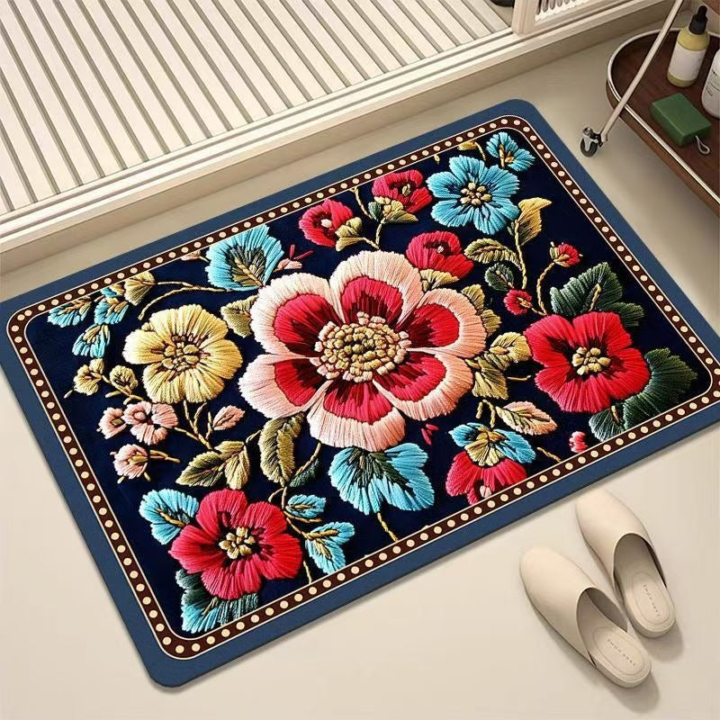 Luxuriöser Bestickter Floraler Teppich Brehn