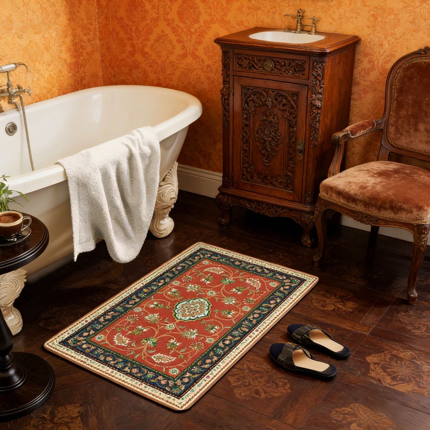 Floral-Patterned Luxury Bath Mat Brehn