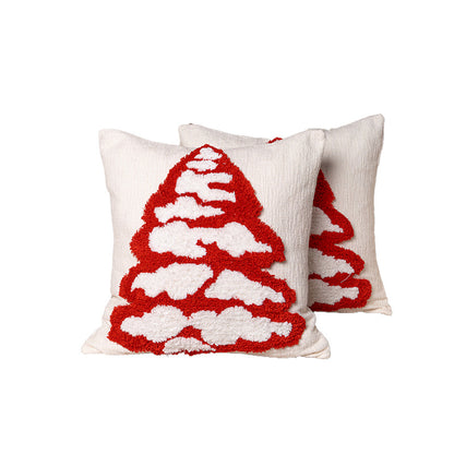 Urlaubs-Tufted-Chenille-Quadrat-Wurfkissen mit erhöhtem Baum-Motiv und verstecktem Reißverschluss
