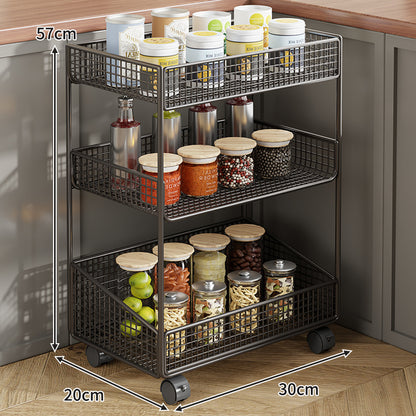 Kompakter Drei-Ebenen Drahtgitter-Thekenkanister & Gewürzorganisator