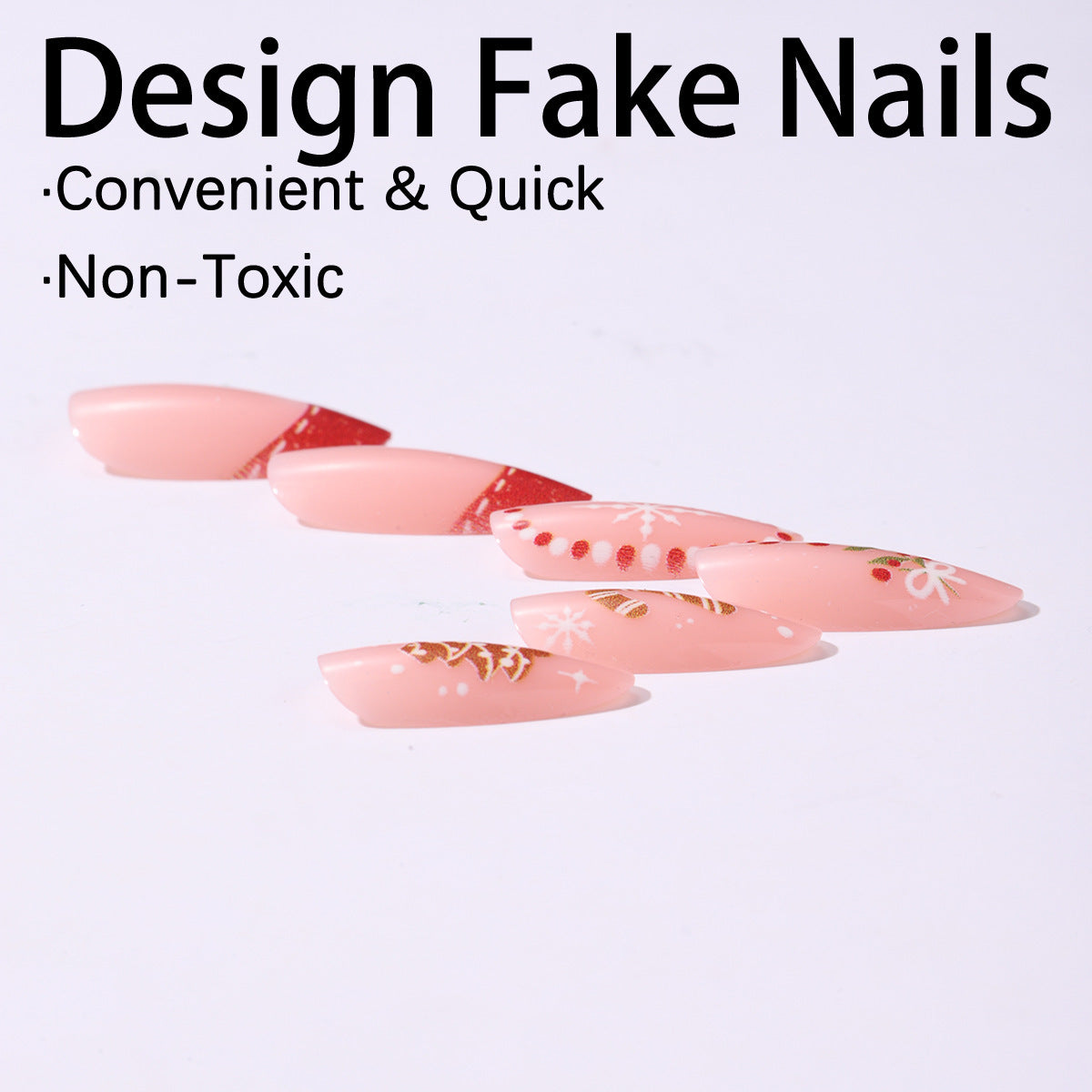 Kunstnagelset mit festlichen Motiven und Glitzerakzenten Brehn