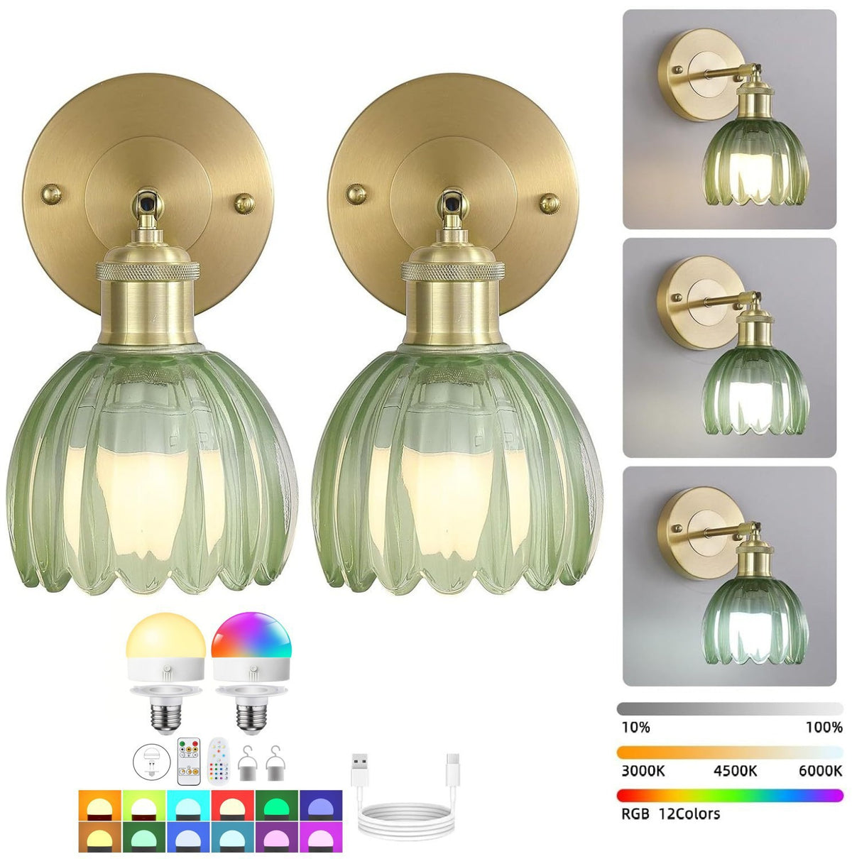 Elegante Glas Wandleuchte