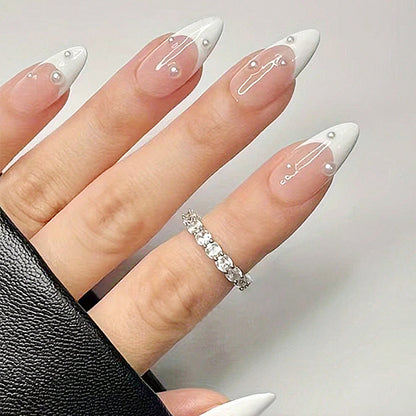 Elegante 3D Perle Akzent Stiletto Nagelkunst Erweiterungen Brehn