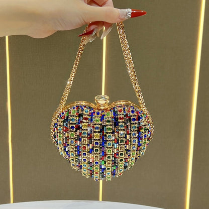 Rhinestone-besetzte Herz-Clutch